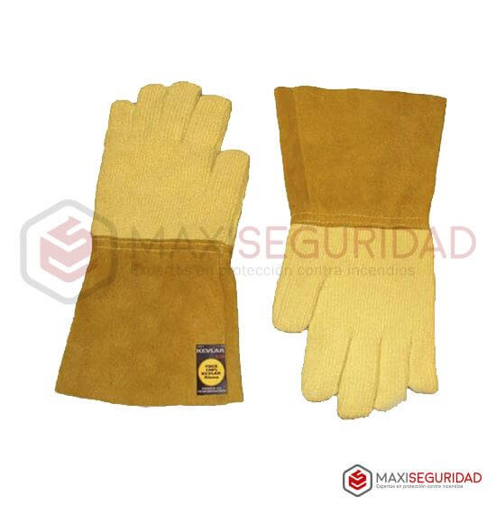 Guante Kevlar Terry 41 cm puño cuero, c/acolchado