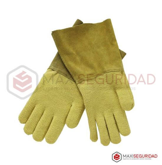 Guante Kevlar Terry 41 cm puño cuero, s/acolchado